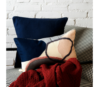  Подушка декоративная Tkano Essential, из хлопка фактурного плетения темно-синего цвета, 45х45, фото 3 