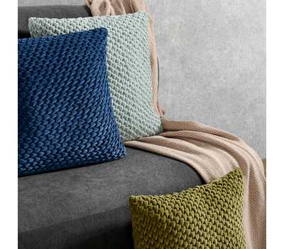  Подушка декоративная стеганая Tkano Essential, из хлопкового бархата темно-синего цвета, 45х45, фото 3 
