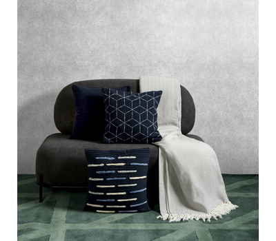  Подушка декоративная Tkano Ethnic, из хлопка темно-синего цвета с геометрическим орнаментом, 45х45 см, фото 5 