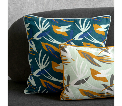  Чехол для декоративной подушки Tkano Wild, хлопок мятного цвета с дизайнерским принтом Birds of Nile, 30х50 см, фото 10 