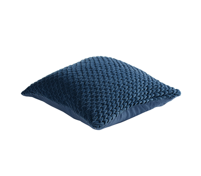  Подушка декоративная стеганая Tkano Essential, из хлопкового бархата темно-синего цвета, 45х45, фото 4 