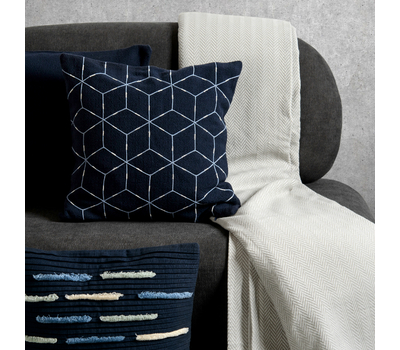  Подушка декоративная Tkano Ethnic, из хлопка темно-синего цвета с геометрическим орнаментом, 45х45 см, фото 6 