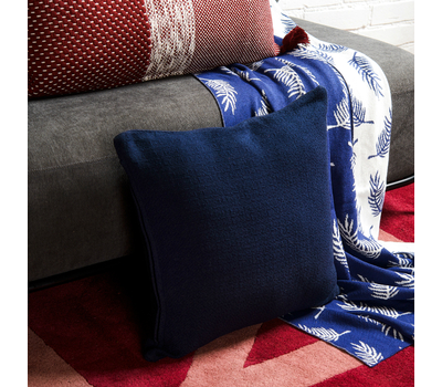  Подушка декоративная Tkano Essential, из хлопка фактурного плетения темно-синего цвета, 45х45, фото 2 