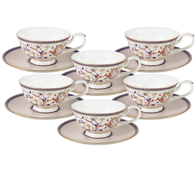  Набор чайных пар Anna Lafarg Emily Королева Анна, костяной фарфор, 6 персон 12 предметов, фото 1 