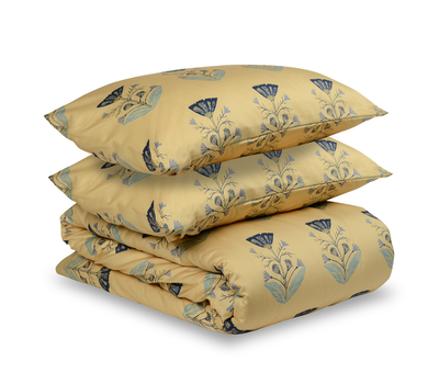  Комплект постельного белья полутораспальный Tkano Essential, сатин темно-синего цвета с принтом Летний цветок, фото 1 