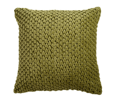  Подушка декоративная стеганая Tkano Essential, из хлопкового бархата оливкового цвета, 45х45 см, фото 1 