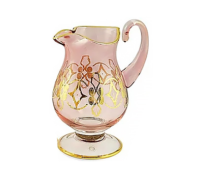  Кувшин Migliore DeLuxe Venezia, хрусталь розовый, декор золото 24К, 1.5л 27см, фото 1 