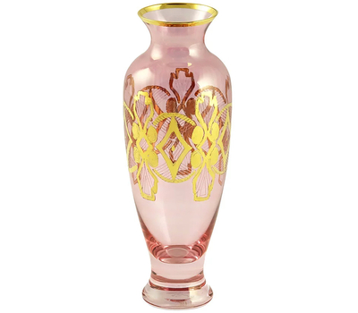  Ваза для цветов Migliore DeLuxe Venezia, хрусталь розовый, декор золото 24К, 16см, фото 1 