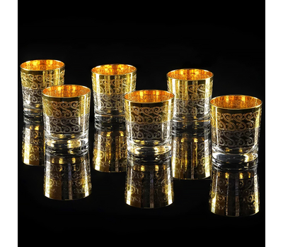  Набор стаканов для виски Migliore DeLuxe Cremona, хрусталь, декор золото 24К, 300мл - 6шт, фото 1 