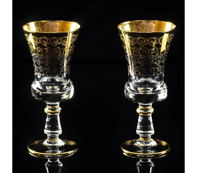  Набор бокалов для вина/воды Migliore DeLuxe Cremona, хрусталь, декор золото 24К - 2шт, фото 1 