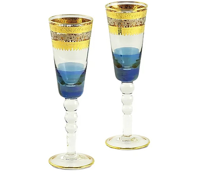  Набор бокалов для шампанского Migliore DeLuxe Adriatica, хрусталь, декор золото 24К, платина - 2шт, фото 1 