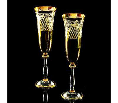  Набор фужеров для шампанского Migliore DeLuxe Vittoria, хрусталь, декор золото 24К - 2шт, фото 1 