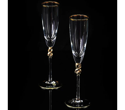  Набор фужеров для шампанского Migliore DeLuxe Amore, хрусталь, декор золото 24К - 2шт, фото 1 