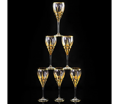  Набор бокалов для вина/воды Migliore DeLuxe Baron, хрусталь, декор золото 24К - 6шт, фото 1 