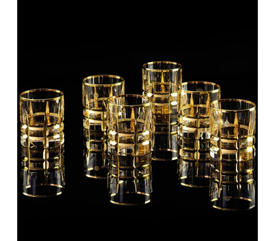  Набор стаканов для виски Migliore DeLuxe Baron, хрусталь, декор золото 24К, 300мл - 6шт, фото 1 