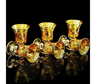  Набор рюмок Migliore DeLuxe Dinastia Ambra, хрусталь янтарный, декор золото 24К - 6шт, фото 1 