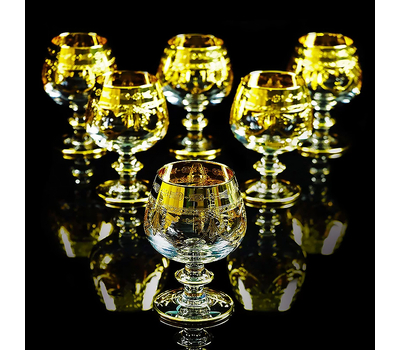  Набор бокалов для коньяка Migliore DeLuxe Dinastia, хрусталь, декор золото 24К - 6шт, фото 1 