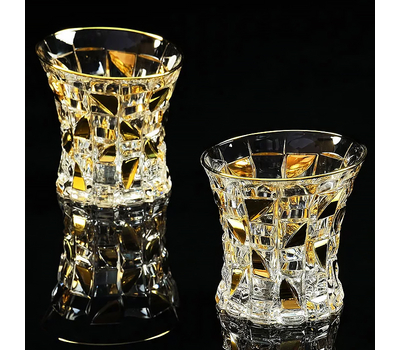  Набор стаканов для виски Migliore DeLuxe Casino, хрусталь, декор золото 24К, 300мл - 2шт, фото 1 