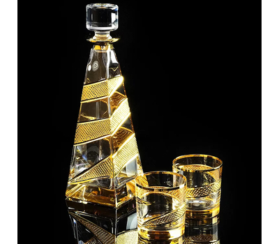  Набор для виски Migliore DeLuxe Idalgo: графин + 2 стакана, хрусталь янтарный, фото 1 