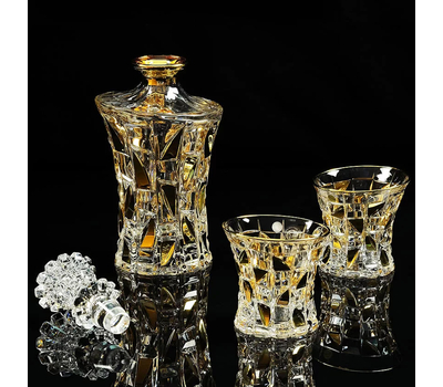  Набор для виски Migliore DeLuxe Casino: графин + 2 стакана, хрусталь, декор золото 24К, фото 1 