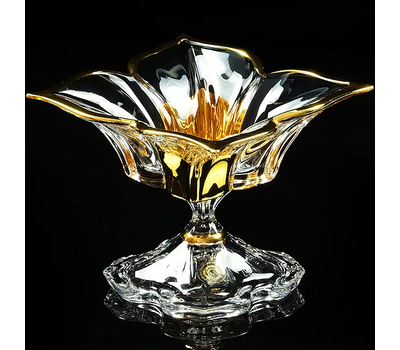  Конфетница Migliore DeLuxe Decor, хрусталь, декор золото 24К, диаметр 20.5см, фото 1 