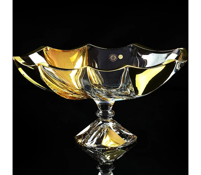  Ваза для фруктов Migliore DeLuxe Decor, хрусталь, декор золото 24К, диаметр 35см, фото 1 