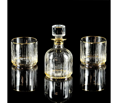  Набор для виски Migliore DeLuxe Bingo: графин + 2 стакана, хрусталь, декор золото 24К, фото 1 