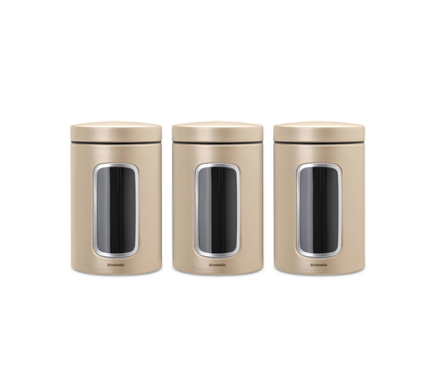  Brabantia Набор контейнеров для сыпучих продуктов с окном (1,4 л), 3 шт., Шампань, фото 2 