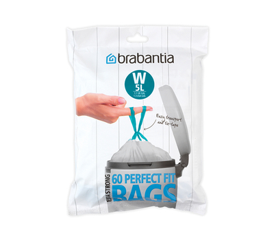  Brabantia Мешки для мусора PerfectFit, размер W (5 л), упаковка-диспенсер, 60 шт., фото 1 