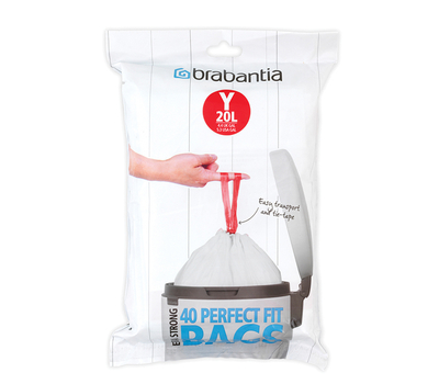  Brabantia Мешки для мусора PerfectFit, размер Y (20 л), упаковка-диспенсер, 40 шт., фото 1 