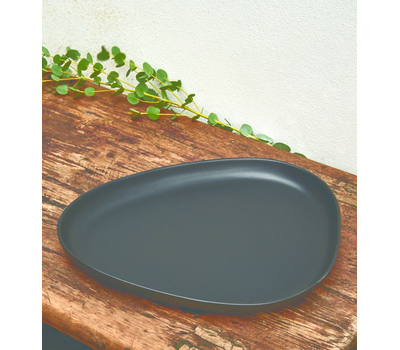  LINDDNA 990164 Тарелка сервировочная (35х30х3см) каменная керамика, черный, фото 1 