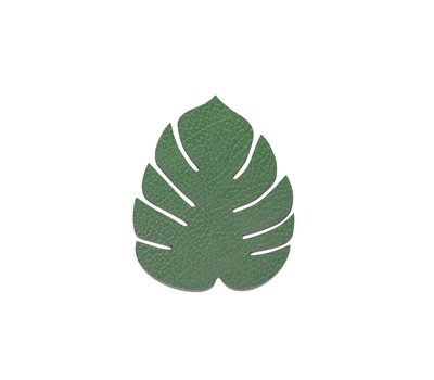  LINDDNA 990220 HIPPO forest green Подстаканник из натуральной кожи лист монстеры 14х12 см, толщина 1,6мм, фото 1 
