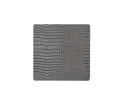  LINDDNA 9899 CROCO silver-black Подстаканник из натуральной кожи квадратный 10x10 см, толщина 2мм, фото 1 
