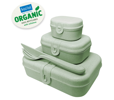  Koziol Набор из 3 ланч-боксов и столовых приборов PASCAL Organic зеленый, фото 1 