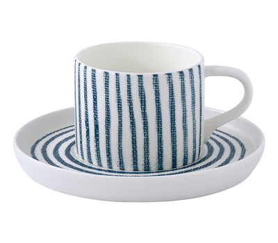 Easy Life (R2S) Чашка с блюдцем (белый с синими полосками) Бриз 0.25л, фарфор, фото 1 