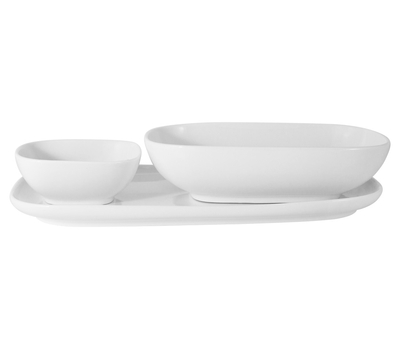  Набор сервировочный Форма Maxwell & Williams, белый: тарелка + 2 салатника, 30х16см + 20см + 10 см, фарфор, фото 1 
