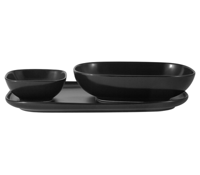  Набор сервировочный Форма Maxwell & Williams, чёрный: тарелка + 2 салатника, 30х16см + 20см + 10см, фарфор, фото 1 