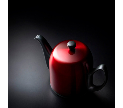  Чайник фарфоровый Guy Degrenne Salam, с ситечком, черный с красной крышкой, 1л, фото 2 